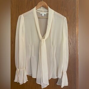 100%silk tie neck blouse. Banana Republic